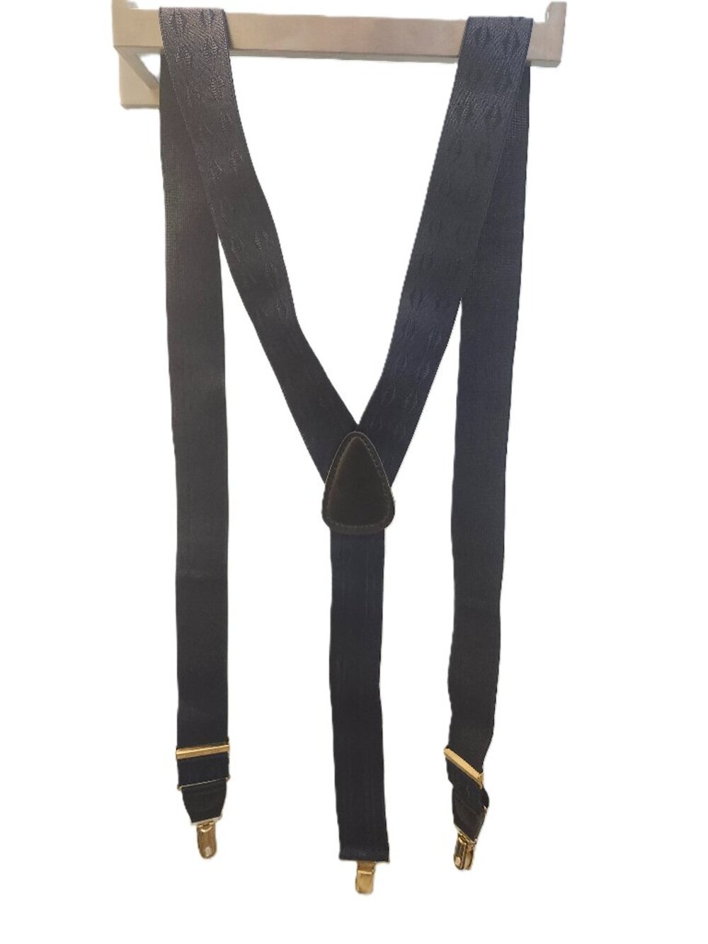 Vintage Navy Suspenders – Gold Clips – Made in Germany – Classic Y‑Back